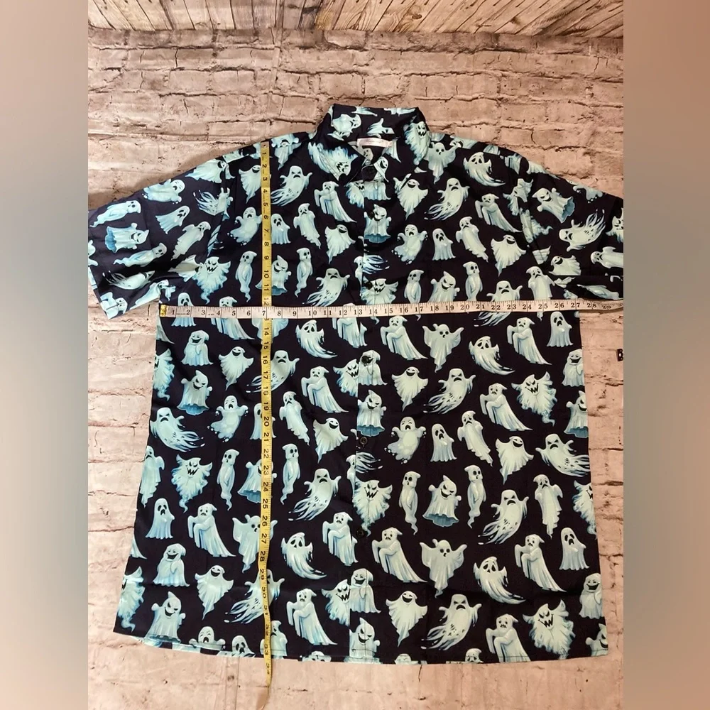 🎃🔥NWOT YOIMIRA man’s Halloween pattern short sleeve shirt. 3XL - Picture 7 of 8